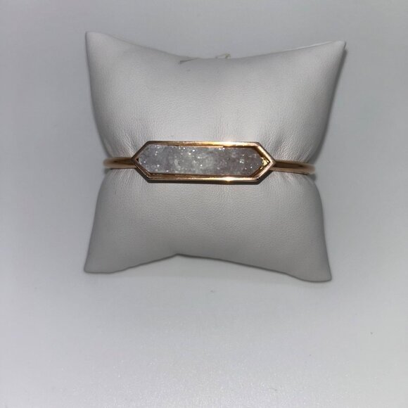Druzy Quartz Cuff Bracelet Rose Gold-tone by Kinsley Armelle - Picture 4 of 12